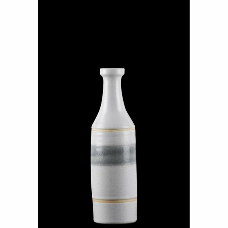 H2H Ceramic Round Bottle Vase with Long Neck & Banded Design Body - Small; Multicolor H22503962